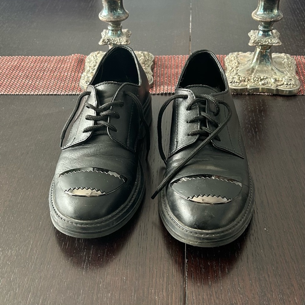 Olli Women’s  Black Leather Derby Shoes with Toe Embellishments. Size EU 38 - Picture 4 of 16